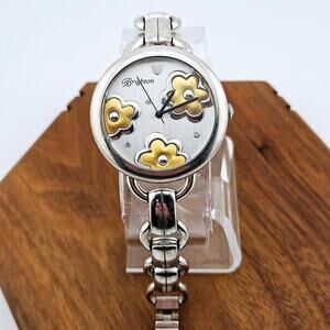 Brighton Women's Two Tone Harmony Floral Watch Bracelet Chain Link Band Preppy